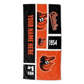 [Personalization Only] OFFICIAL MLB Colorblock Personalized Beach Towel - Orioles