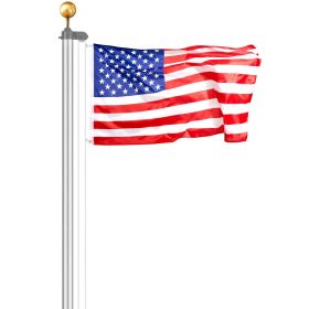 VEVOR 20FT Detachable Flagpole Kit Heavy Duty Aluminum Flag Pole American Silver